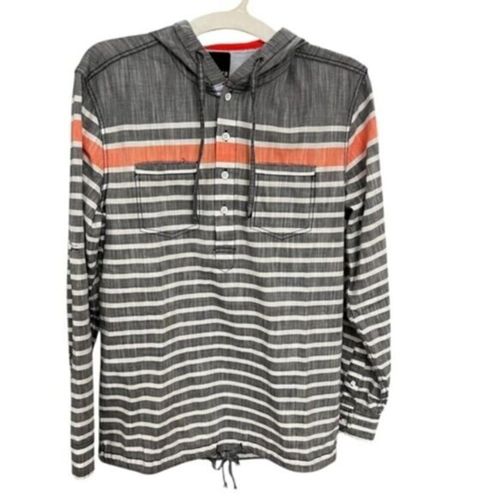 Bar III Men’s Hooded Striped Cotton Shirt